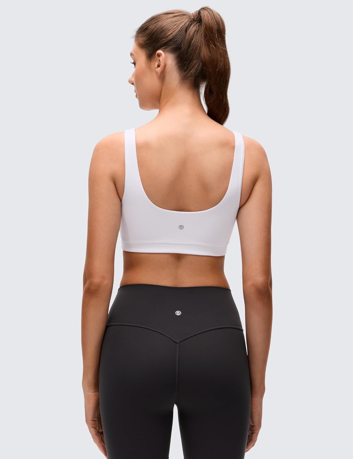 image:imageCRZ YOGA Butterluxe Scoop Neck Sports Bras for Women U Back Padded Wide Strap Wireless Yoga TopWhite