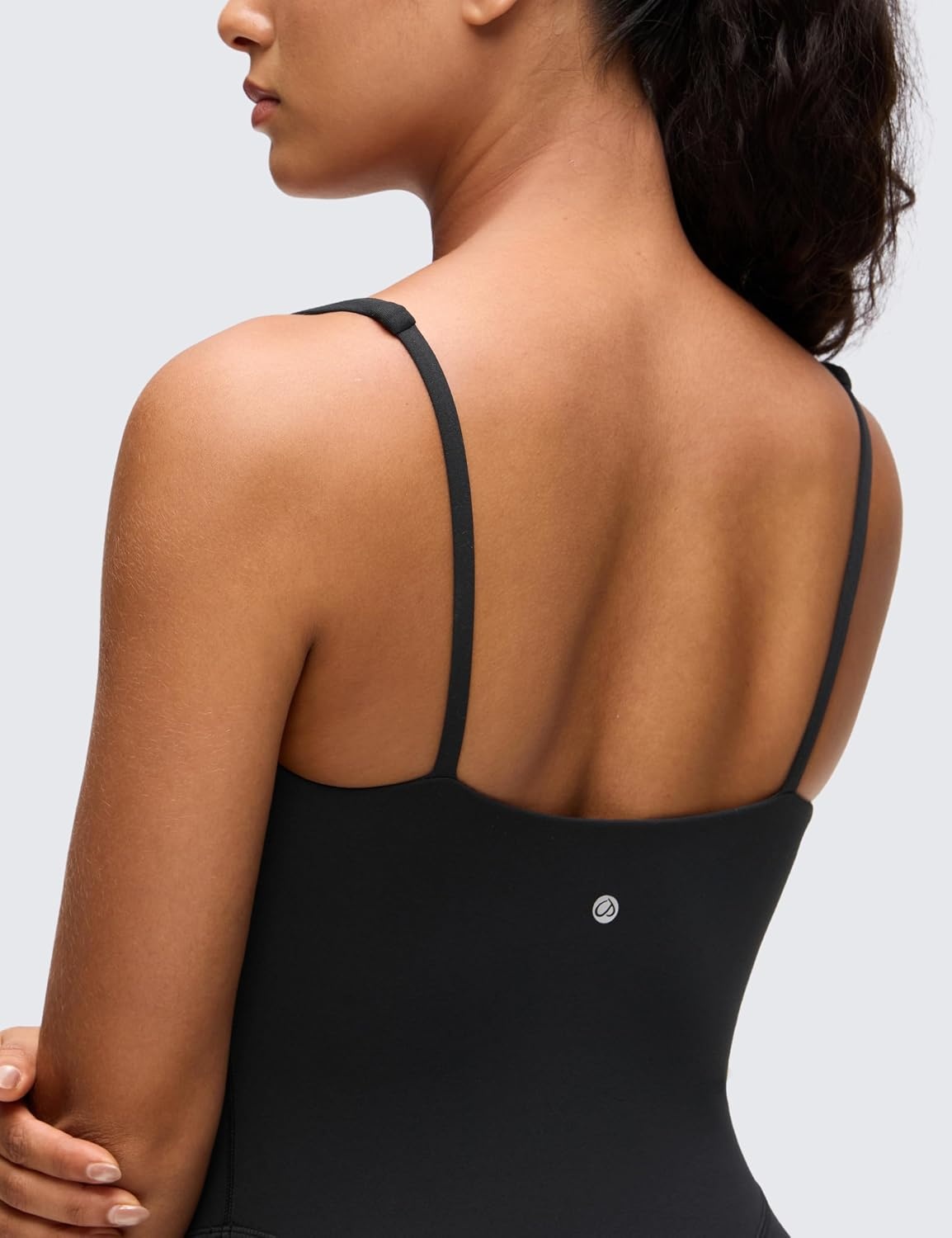 image:imageCRZ YOGA Butterluxe Soft Double Lined Cami Rompers for Women Tank Top Sleeveless One Piece Yoga Jumpsuit Bodysuit ShortsBlack