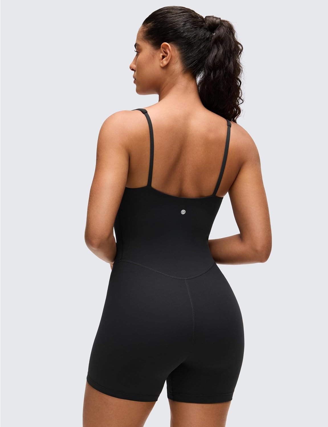 image:imageCRZ YOGA Butterluxe Soft Double Lined Cami Rompers for Women Tank Top Sleeveless One Piece Yoga Jumpsuit Bodysuit ShortsBlack