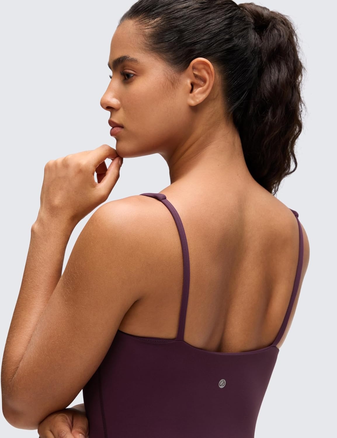image:imageCRZ YOGA Butterluxe Soft Double Lined Cami Rompers for Women Tank Top Sleeveless One Piece Yoga Jumpsuit Bodysuit ShortsDeep Purple