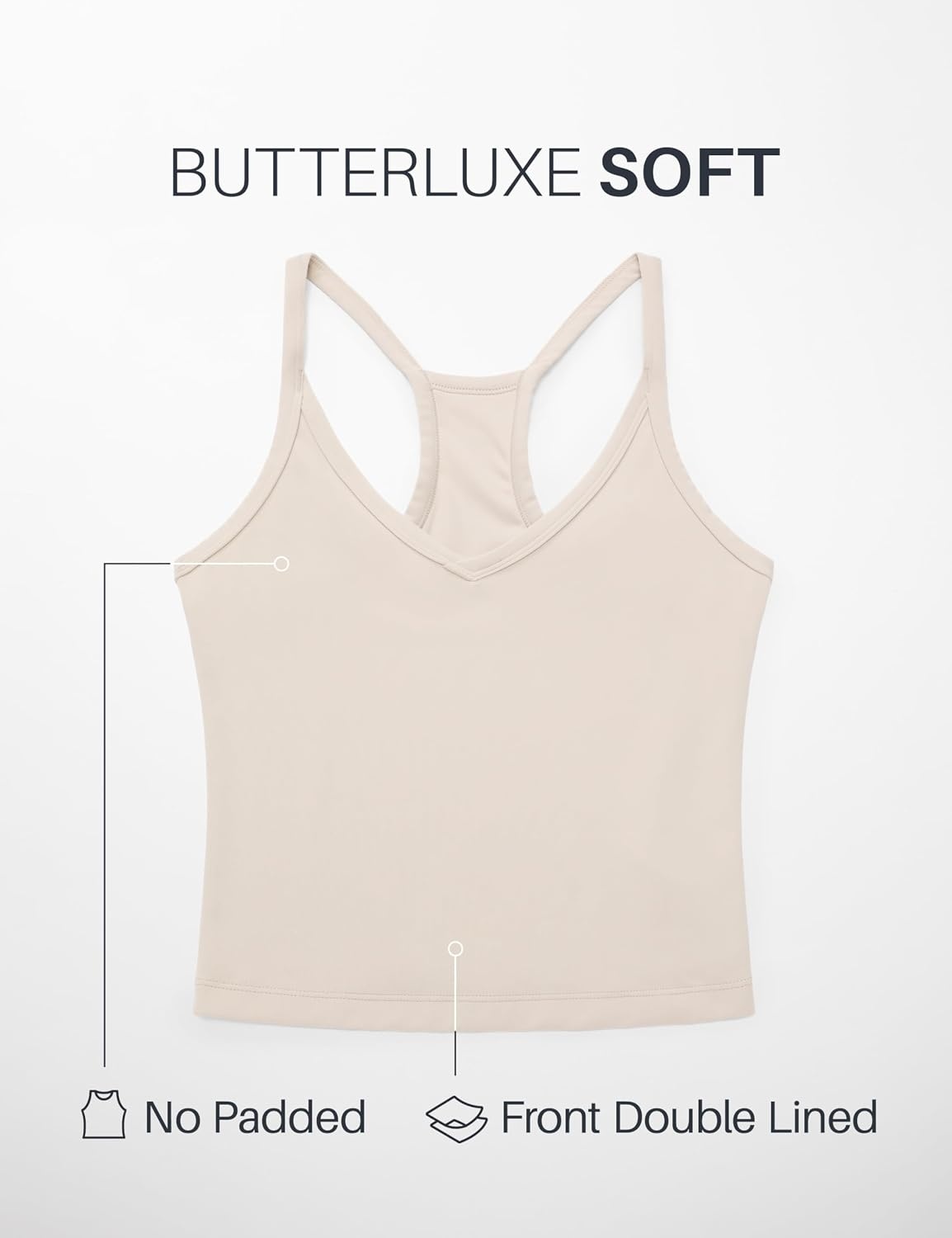 image:imageCRZ YOGA Butterluxe Soft Double Lined V Neck Tank Tops for Women Yoga Casual Camisole Racerback Tight Sleeveless ShirtMojave Tan