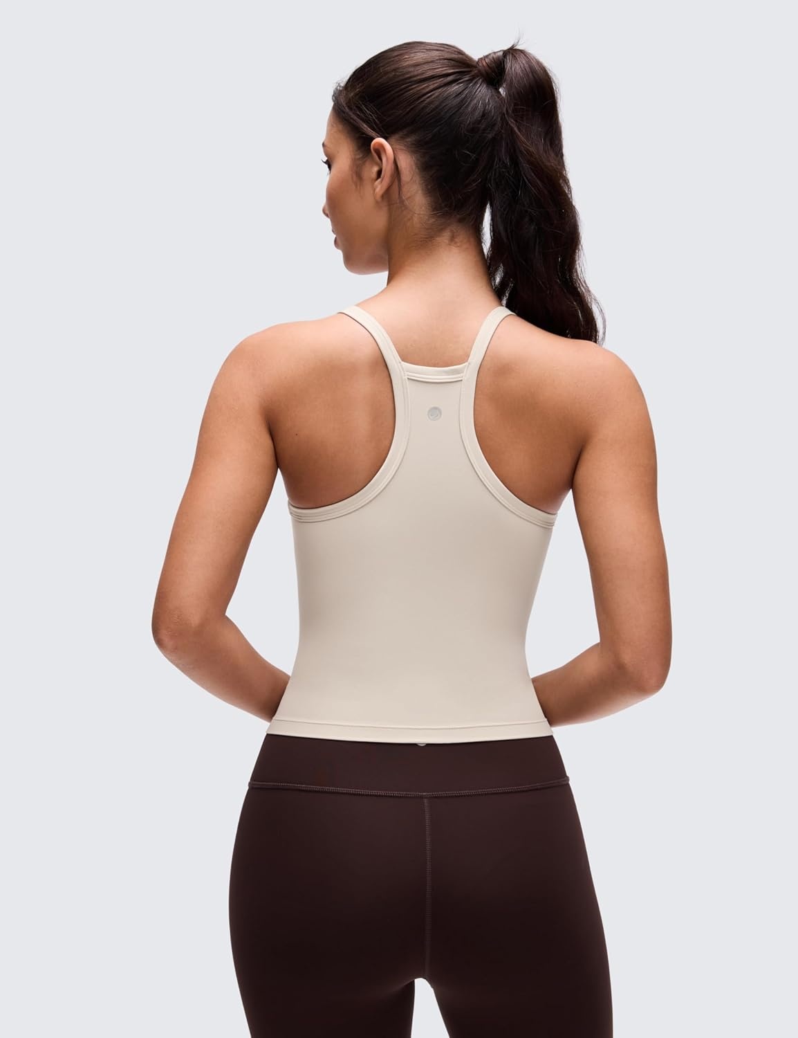 image:imageCRZ YOGA Butterluxe Soft Double Lined V Neck Tank Tops for Women Yoga Casual Camisole Racerback Tight Sleeveless ShirtMojave Tan