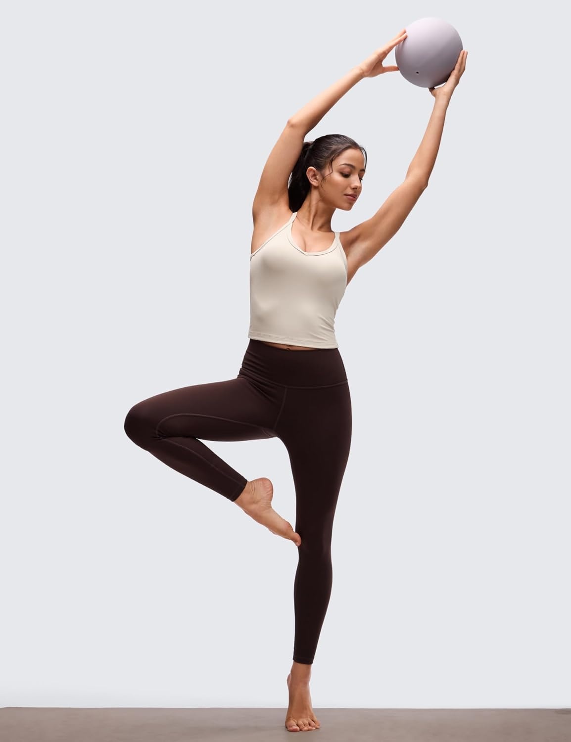 image:imageCRZ YOGA Butterluxe Soft Double Lined V Neck Tank Tops for Women Yoga Casual Camisole Racerback Tight Sleeveless ShirtMojave Tan