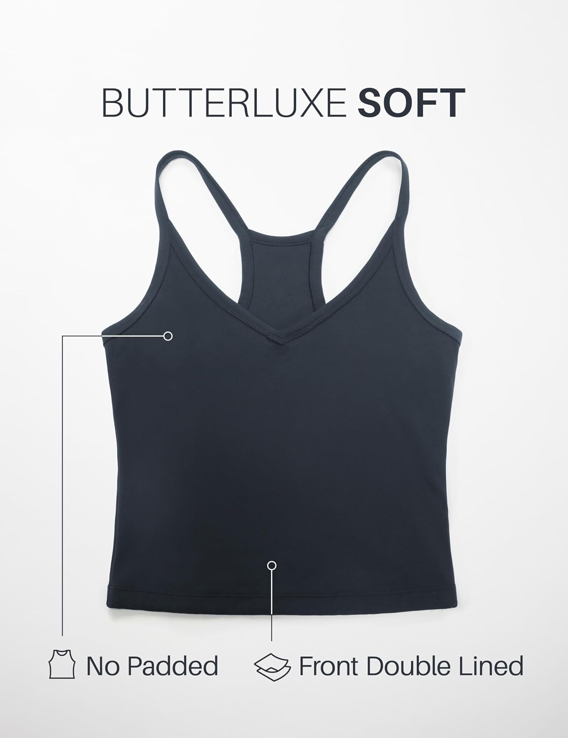 image:imageCRZ YOGA Butterluxe Soft Double Lined V Neck Tank Tops for Women Yoga Casual Camisole Racerback Tight Sleeveless ShirtTrue Navy