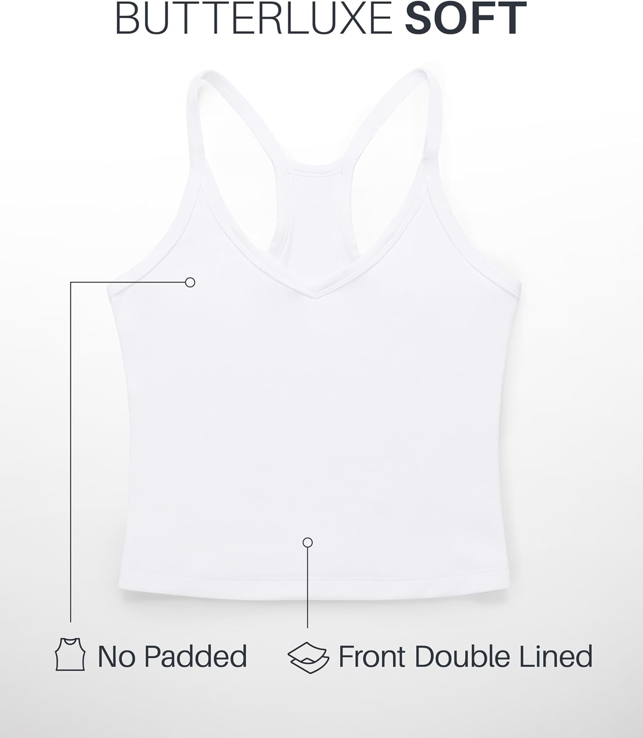 image:imageCRZ YOGA Butterluxe Soft Double Lined V Neck Tank Tops for Women Yoga Casual Camisole Racerback Tight Sleeveless ShirtWhite