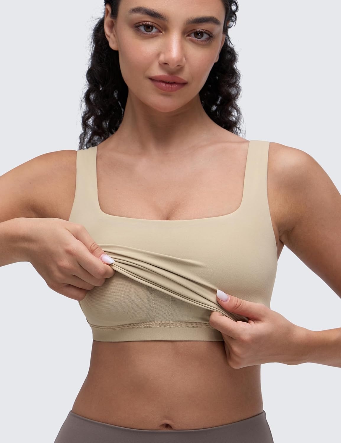 image:imageCRZ YOGA Butterluxe Square Neck Crop Tank Tops for Women Workout Longline Sports Bras Padded Yoga CamisoleOak