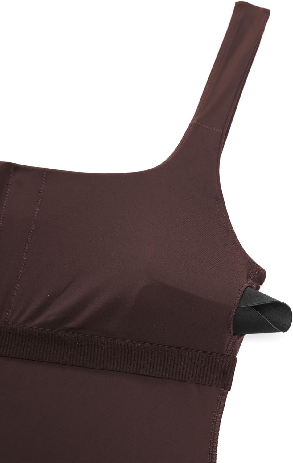 image:imageCRZ YOGA Butterluxe Square Neck Midi Casual Dress for Women Bodycon Side Slit Travel Party Outfits with Builtin BrasHot Fudge Brown