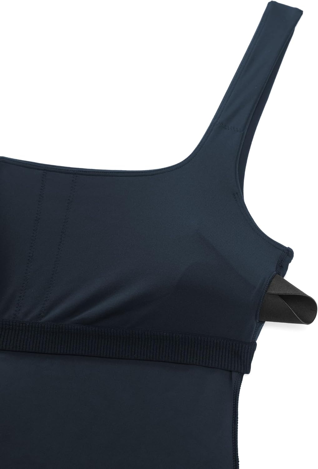 image:imageCRZ YOGA Butterluxe Square Neck Midi Casual Dress for Women Bodycon Side Slit Travel Party Outfits with Builtin BrasTrue Navy
