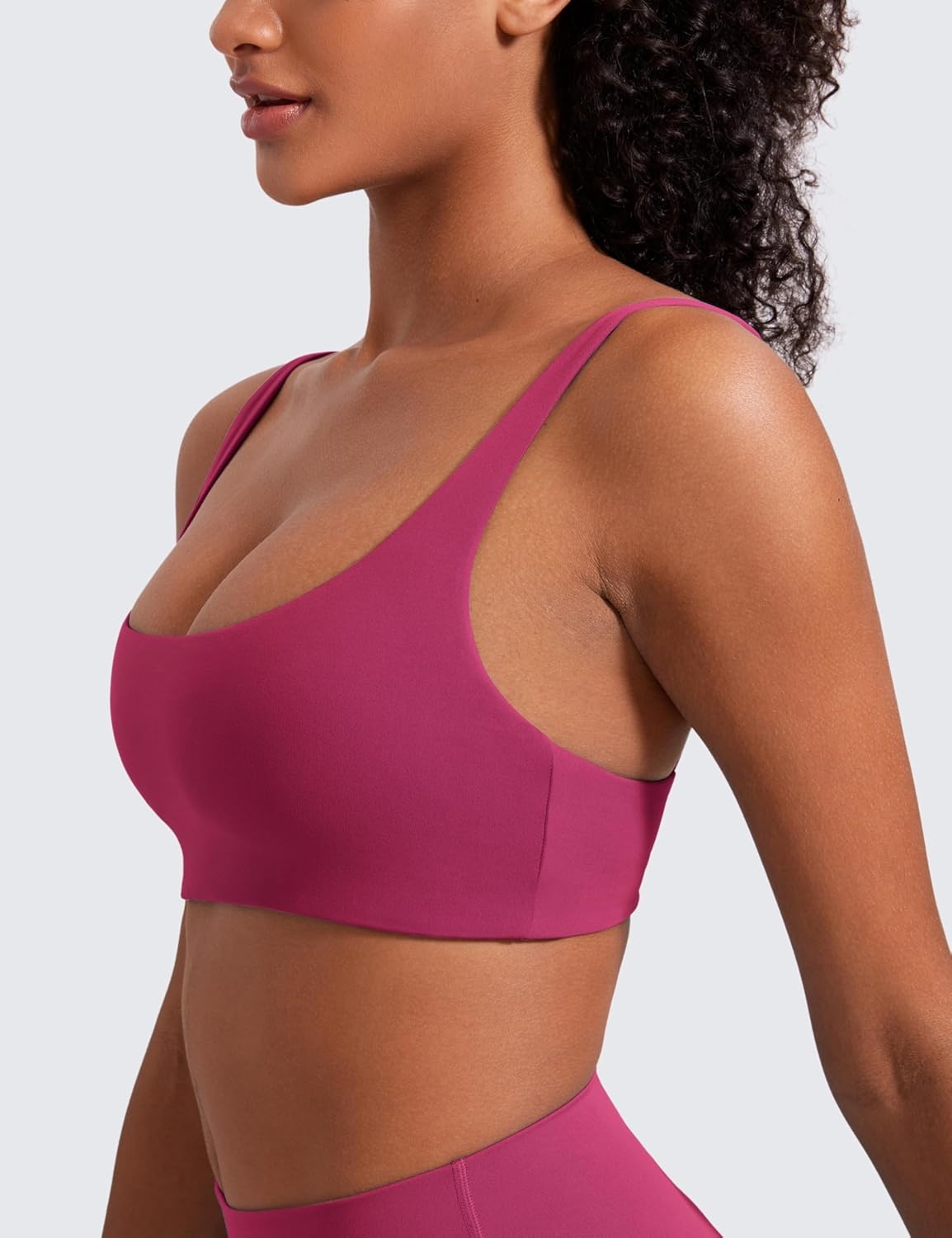 image:imageCRZ YOGA Butterluxe Square Neck Spaghetti Strap Sports Bras for Women Low Coverage Yoga Wireless Padded Cami Crop TopWashed Mauve