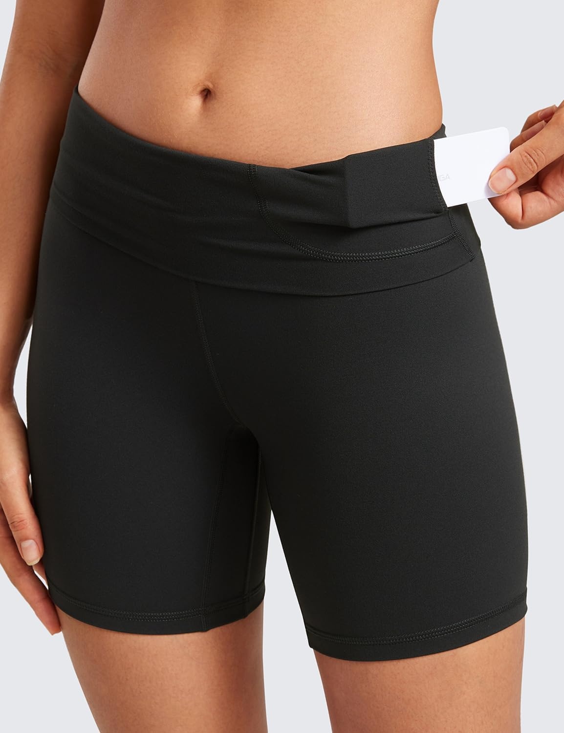image:imageCRZ YOGA Butterluxe Super High Waist Biker Shorts 6 Yoga Workout Womens Buttery Soft Over BellyBlack