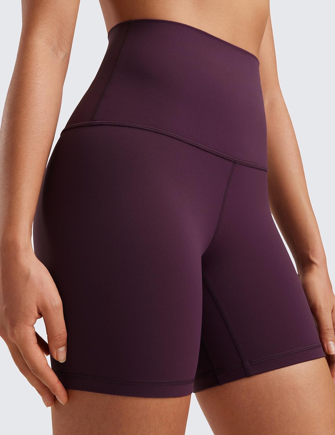 image:imageCRZ YOGA Butterluxe Super High Waist Biker Shorts 6 Yoga Workout Womens Buttery Soft Over BellyDeep Purple