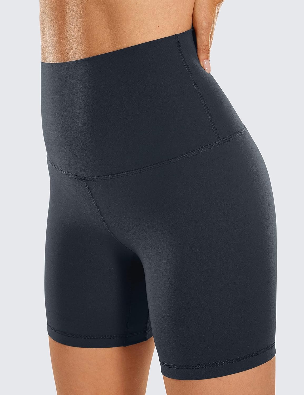 image:imageCRZ YOGA Butterluxe Super High Waist Biker Shorts 6 Yoga Workout Womens Buttery Soft Over BellyTrue Navy
