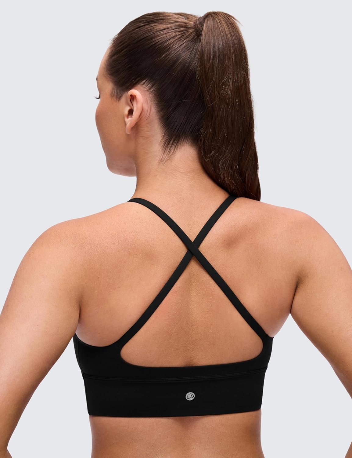 image:imageCRZ YOGA Butterluxe Thin Straps Cross Back Longline Sports Bras for Women Padded V Neck Yoga Crop TopBlack