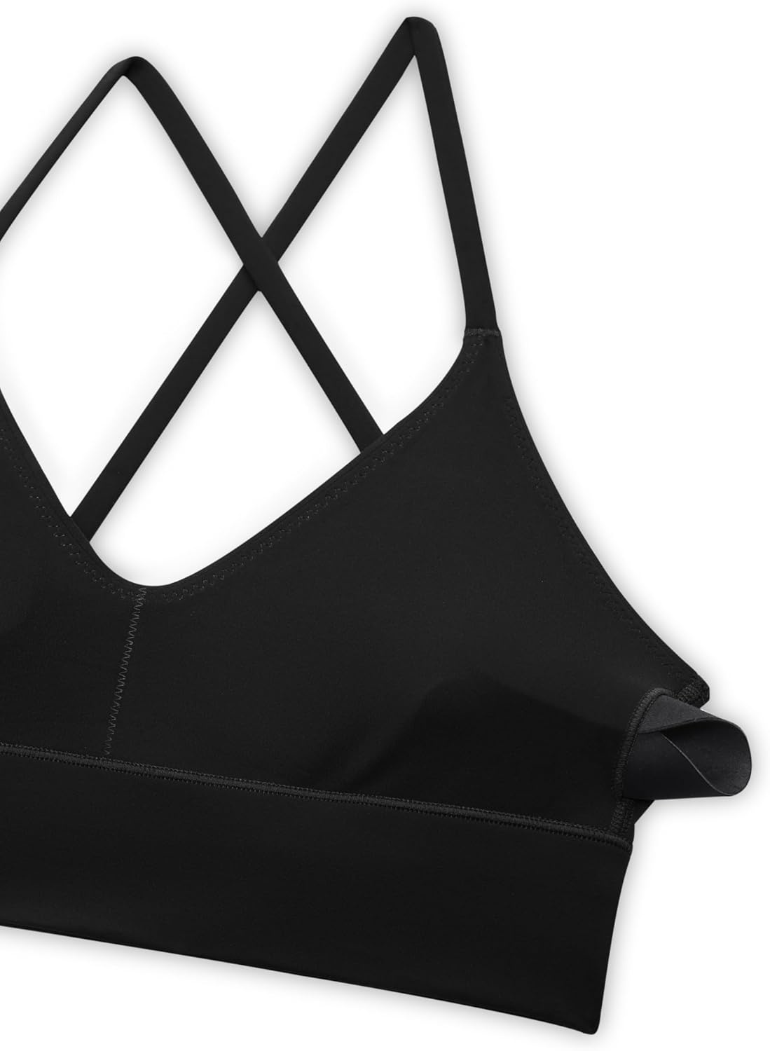 image:imageCRZ YOGA Butterluxe Thin Straps Cross Back Longline Sports Bras for Women Padded V Neck Yoga Crop TopBlack