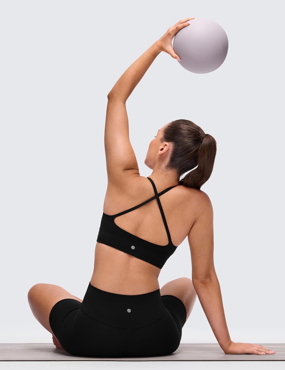 image:imageCRZ YOGA Butterluxe Thin Straps Cross Back Longline Sports Bras for Women Padded V Neck Yoga Crop TopBlack