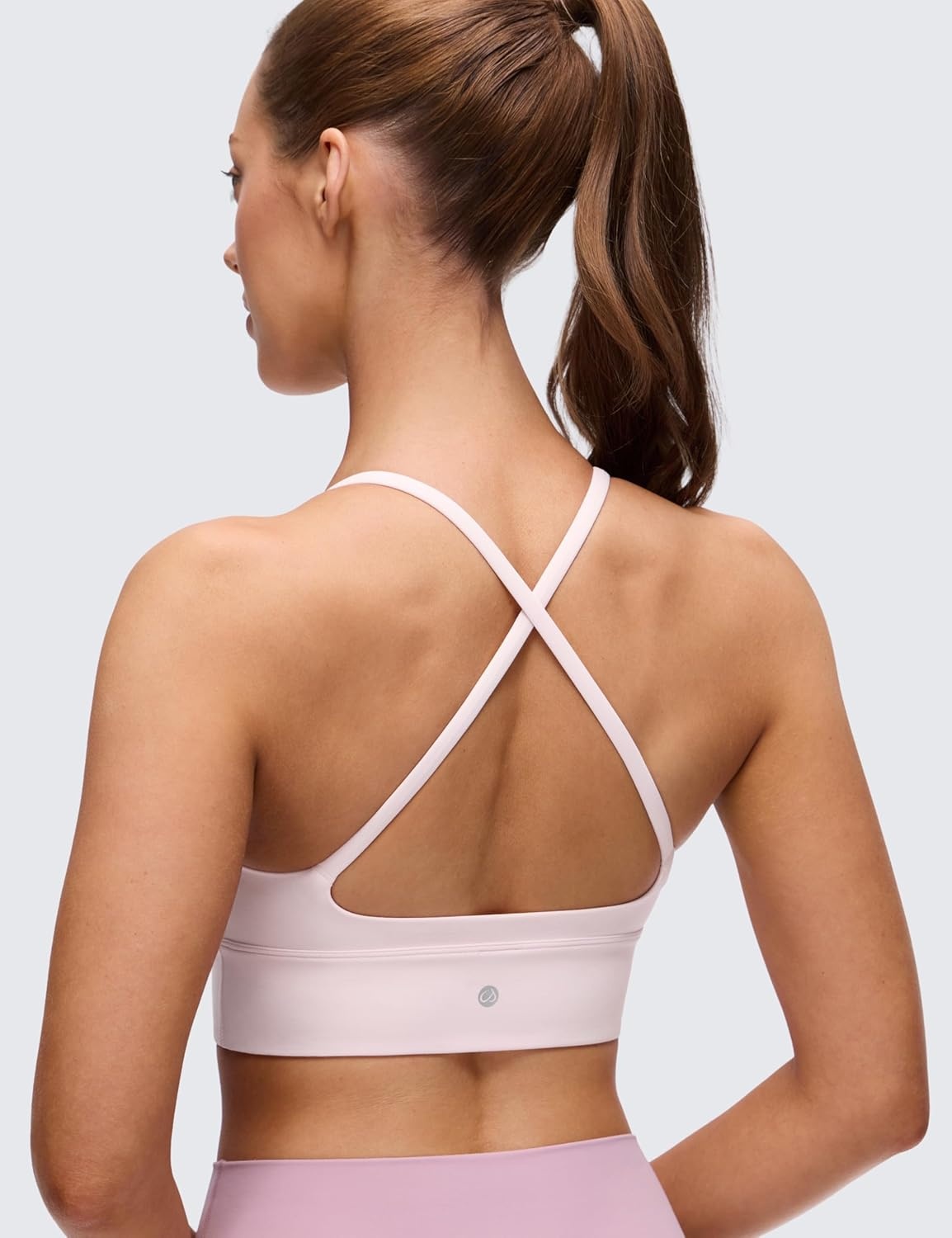 image:imageCRZ YOGA Butterluxe Thin Straps Cross Back Longline Sports Bras for Women Padded V Neck Yoga Crop TopStrawberry Pink