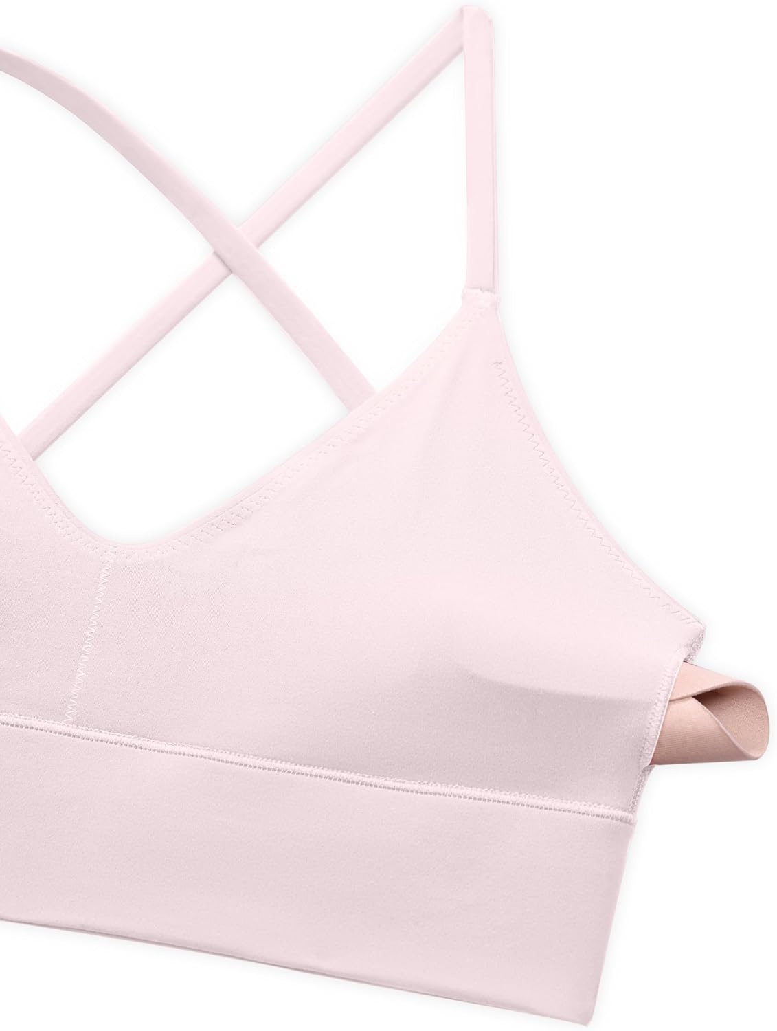 image:imageCRZ YOGA Butterluxe Thin Straps Cross Back Longline Sports Bras for Women Padded V Neck Yoga Crop TopStrawberry Pink