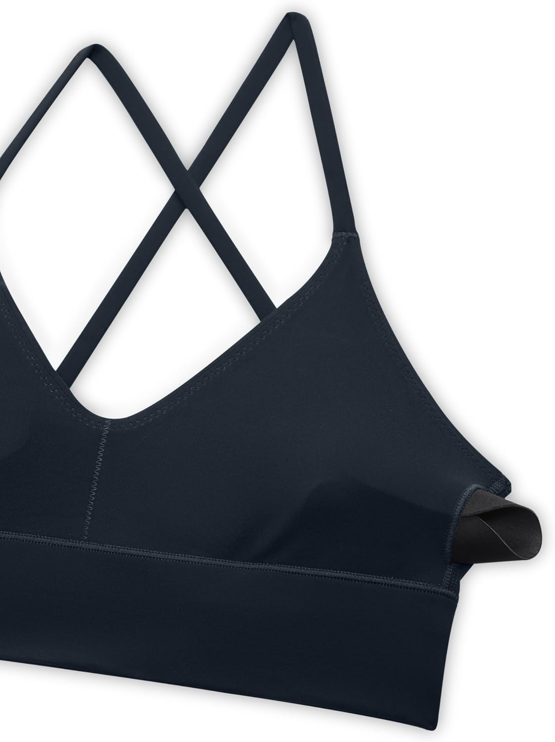 image:imageCRZ YOGA Butterluxe Thin Straps Cross Back Longline Sports Bras for Women Padded V Neck Yoga Crop TopTrue Navy