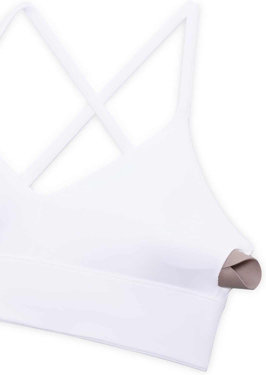 image:imageCRZ YOGA Butterluxe Thin Straps Cross Back Longline Sports Bras for Women Padded V Neck Yoga Crop TopWhite