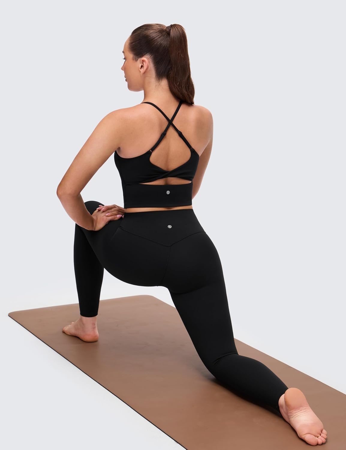 image:imageCRZ YOGA Butterluxe Twist Cross Back Crop Tank Tops for Women Padded Adjustable Straps Yoga Longline Sports BrasBlack