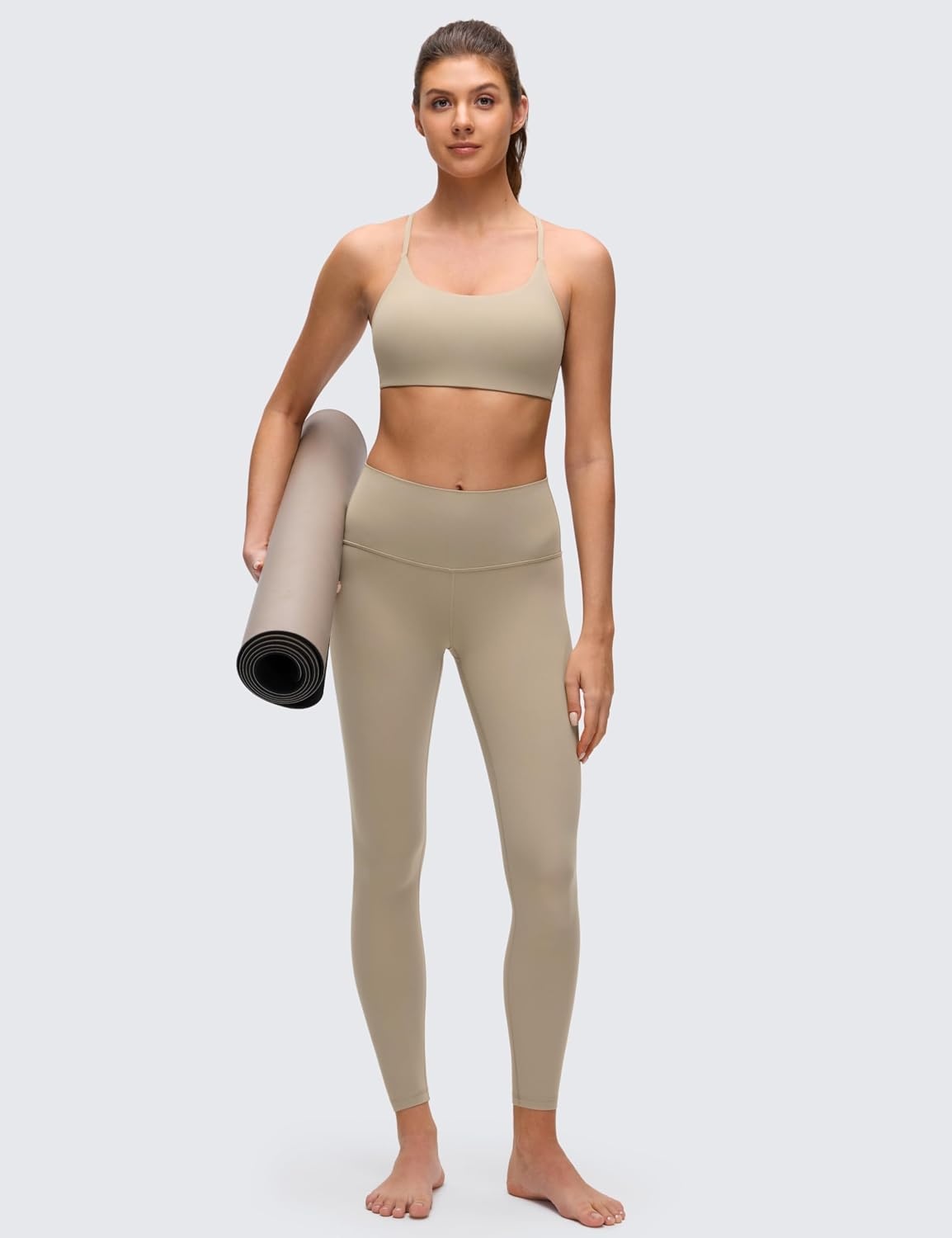 image:imageCRZ YOGA Butterluxe Twist Cross Back Sports Bras for Women U Neck Padded Adjustable Spaghetti Straps Yoga TopOak