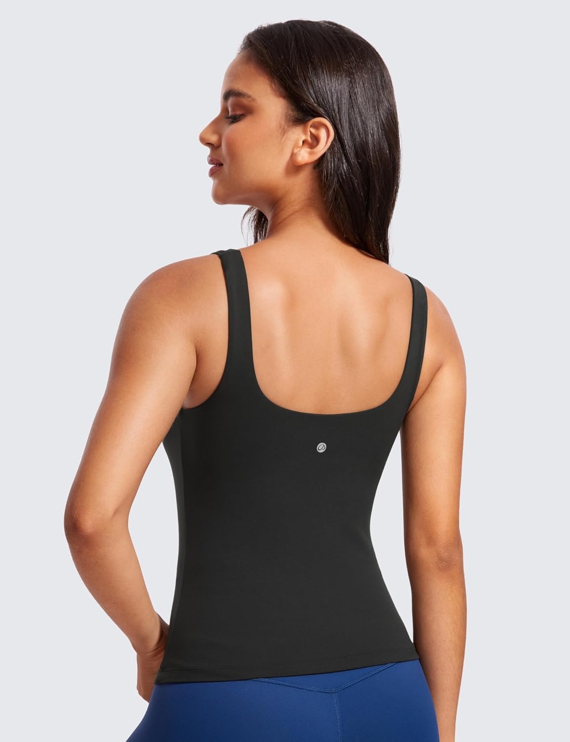 image:imageCRZ YOGA Butterluxe U Neck Tank Tops for Women Padded Athletic Workout Camisole Crop Tops with Built in BraBlack