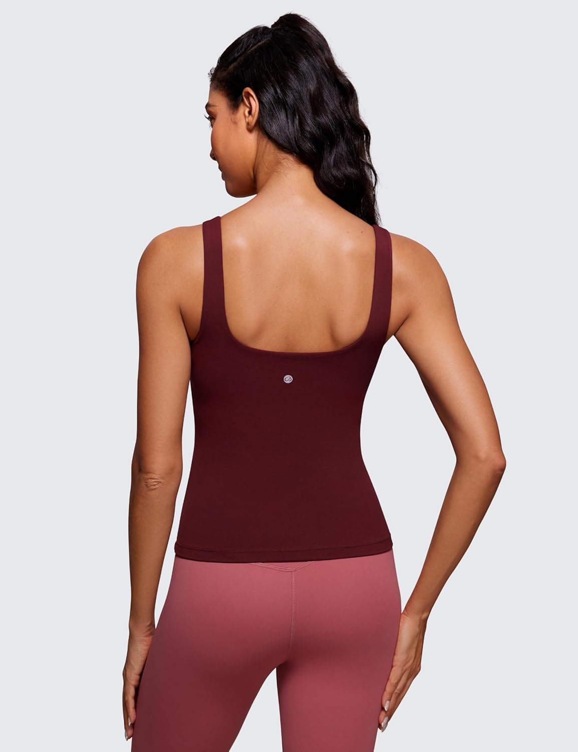 image:imageCRZ YOGA Butterluxe U Neck Tank Tops for Women Padded Athletic Workout Camisole Crop Tops with Built in BraRed Merlot