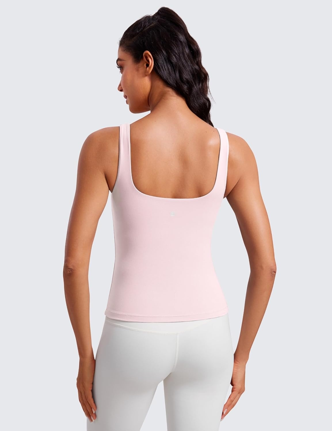 image:imageCRZ YOGA Butterluxe U Neck Tank Tops for Women Padded Athletic Workout Camisole Crop Tops with Built in BraStrawberry Pink