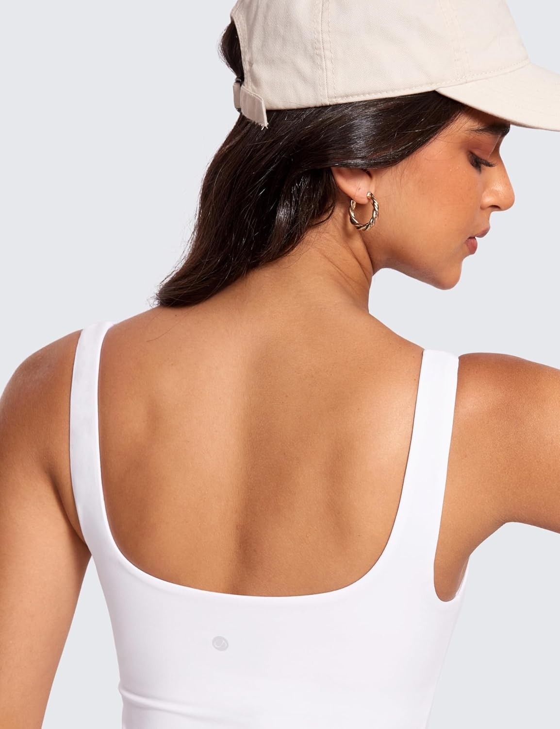 image:imageCRZ YOGA Butterluxe U Neck Tank Tops for Women Padded Athletic Workout Camisole Crop Tops with Built in BraWhite