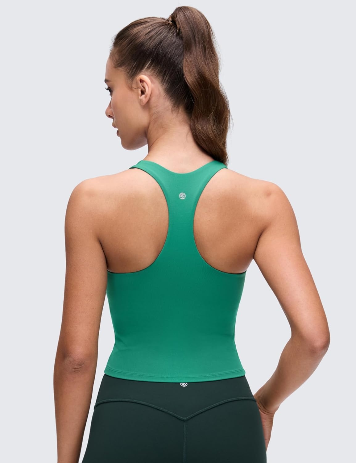 image:imageCRZ YOGA Butterluxe V Neck Racerback Crop Tank Tops for Women Wireless Padded Yoga Longline Sports BraCascadia Green
