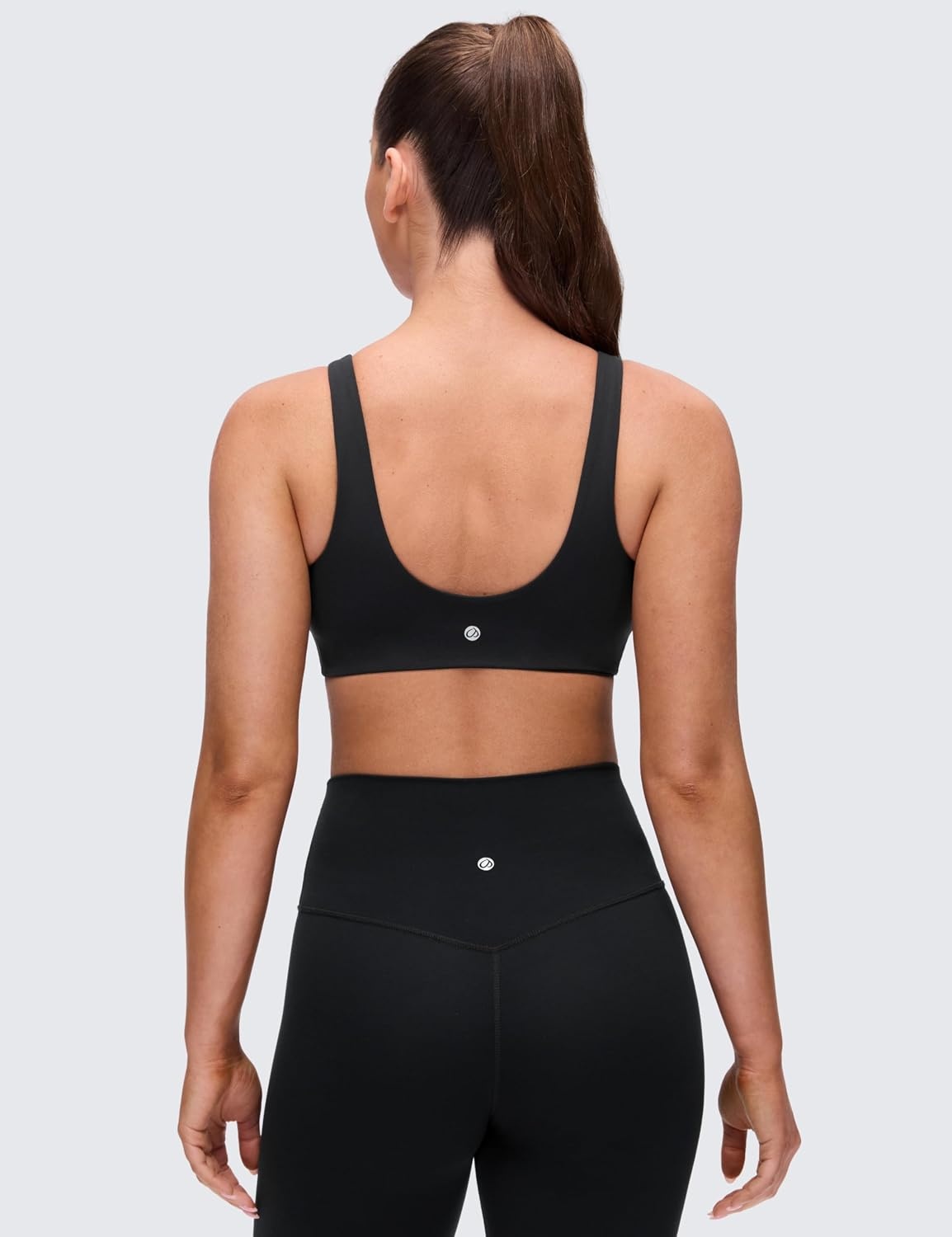 image:imageCRZ YOGA Butterluxe V Neck U Back Sports Bras for Women Low Cut Padded Wireless Basic Yoga TopBlack