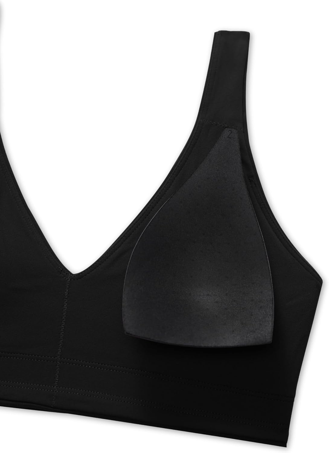 image:imageCRZ YOGA Butterluxe V Neck U Back Sports Bras for Women Low Cut Padded Wireless Basic Yoga TopBlack