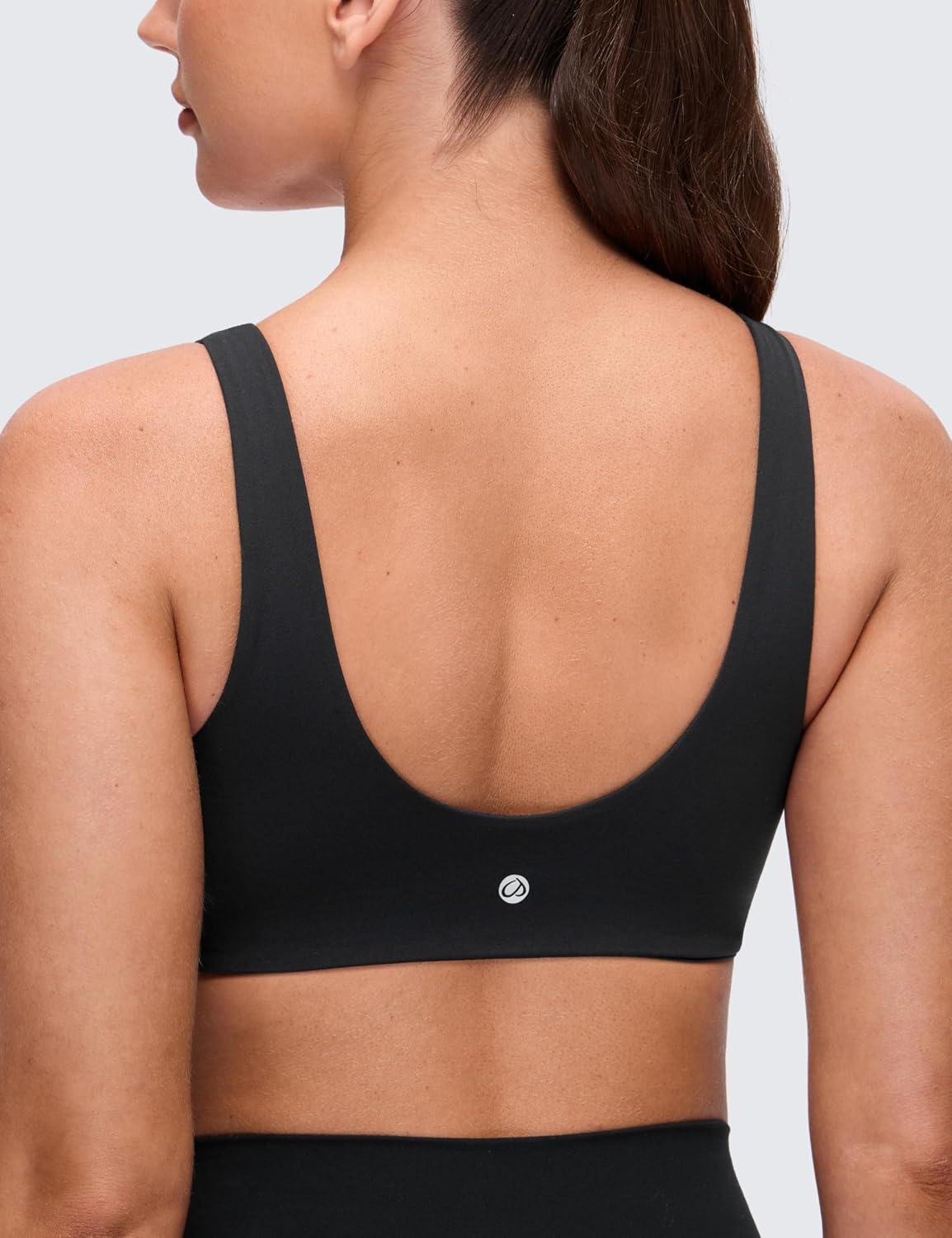 image:imageCRZ YOGA Butterluxe V Neck U Back Sports Bras for Women Low Cut Padded Wireless Basic Yoga TopBlack