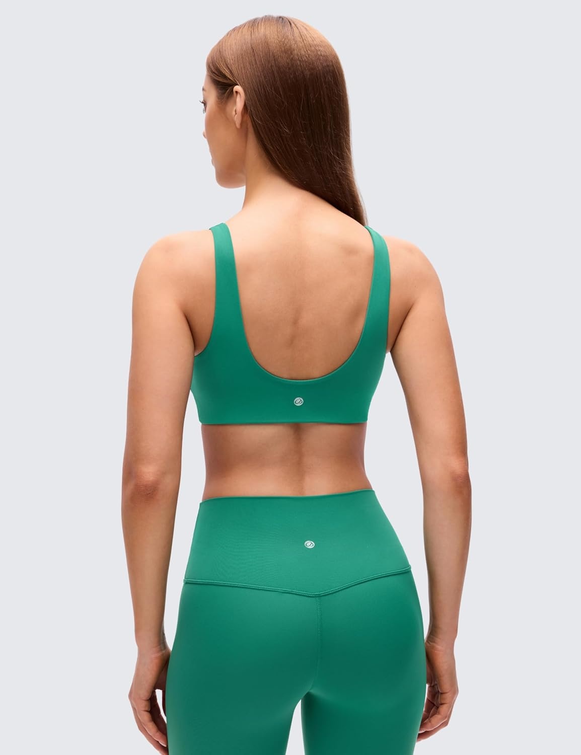 image:imageCRZ YOGA Butterluxe V Neck U Back Sports Bras for Women Low Cut Padded Wireless Basic Yoga TopCascadia Green