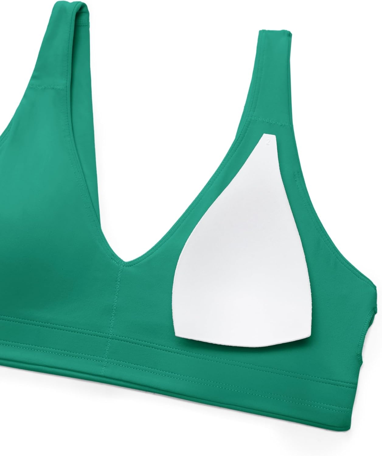 image:imageCRZ YOGA Butterluxe V Neck U Back Sports Bras for Women Low Cut Padded Wireless Basic Yoga TopCascadia Green