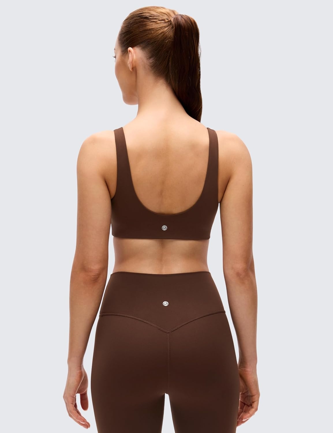 image:imageCRZ YOGA Butterluxe V Neck U Back Sports Bras for Women Low Cut Padded Wireless Basic Yoga TopLava Brown