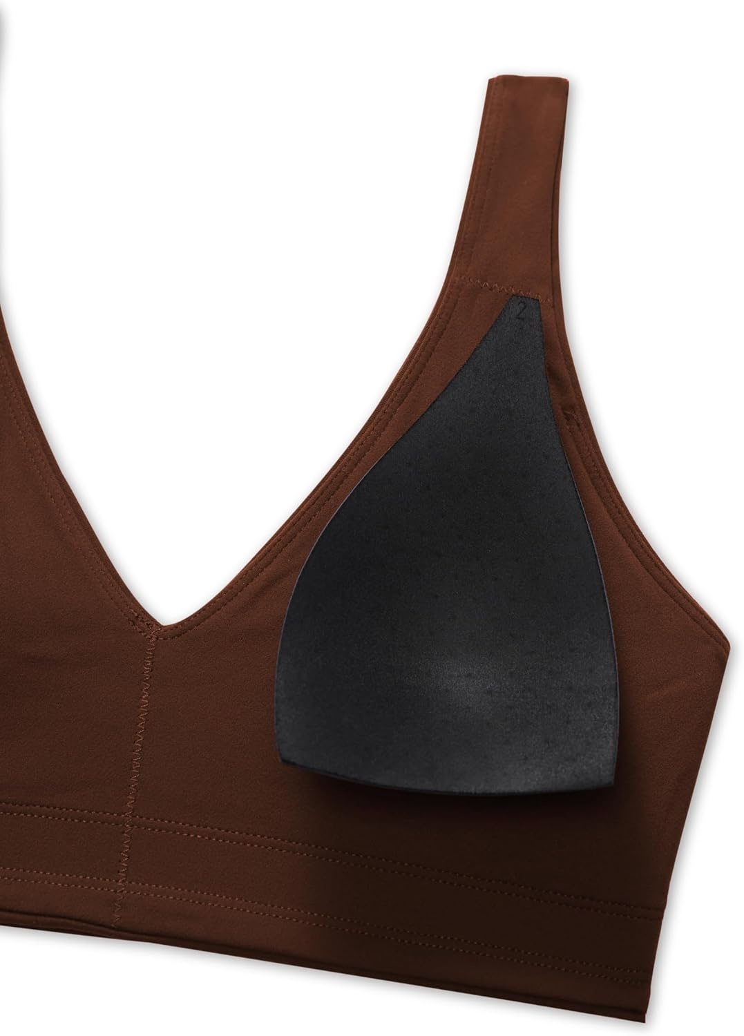 image:imageCRZ YOGA Butterluxe V Neck U Back Sports Bras for Women Low Cut Padded Wireless Basic Yoga TopLava Brown