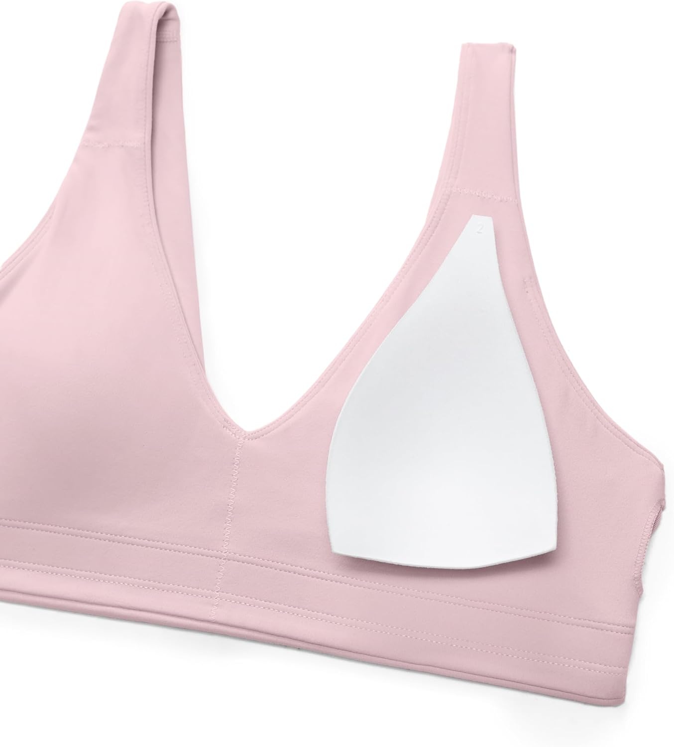 image:imageCRZ YOGA Butterluxe V Neck U Back Sports Bras for Women Low Cut Padded Wireless Basic Yoga TopPink Haze