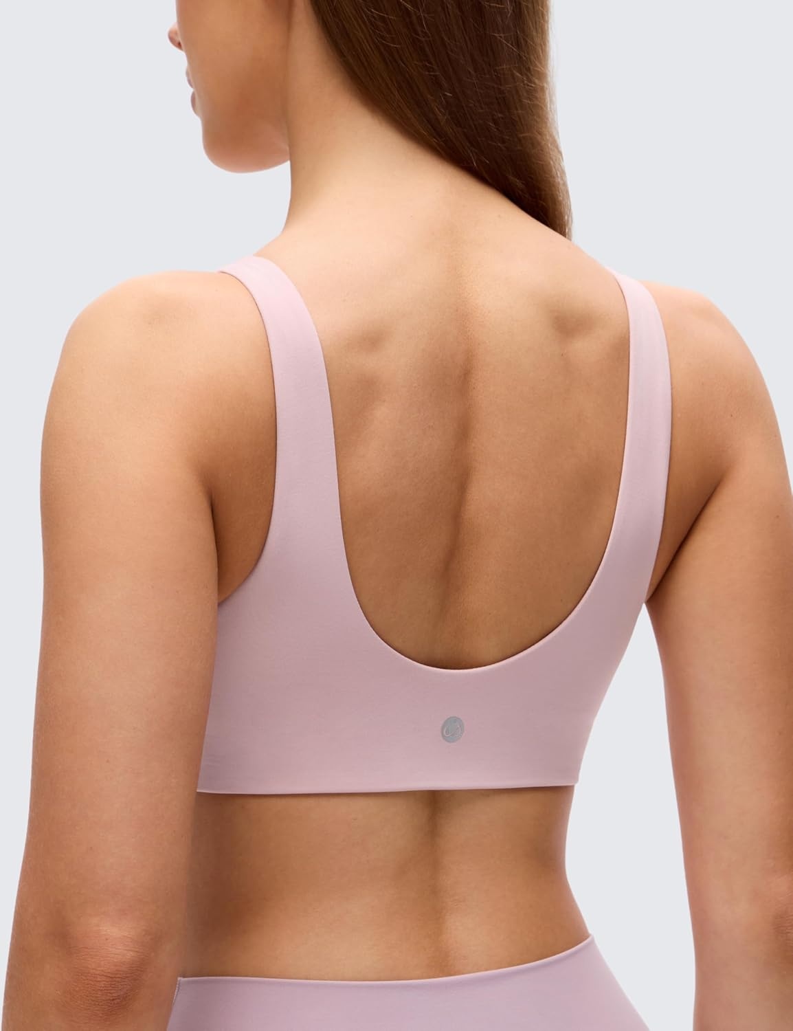 image:imageCRZ YOGA Butterluxe V Neck U Back Sports Bras for Women Low Cut Padded Wireless Basic Yoga TopPink Haze