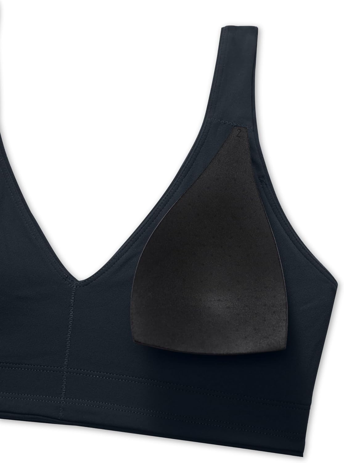 image:imageCRZ YOGA Butterluxe V Neck U Back Sports Bras for Women Low Cut Padded Wireless Basic Yoga TopTrue Navy