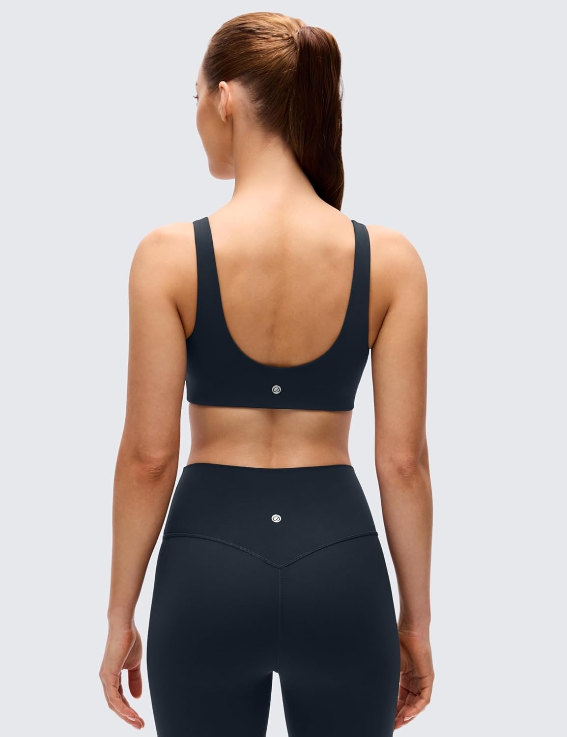 image:imageCRZ YOGA Butterluxe V Neck U Back Sports Bras for Women Low Cut Padded Wireless Basic Yoga TopTrue Navy