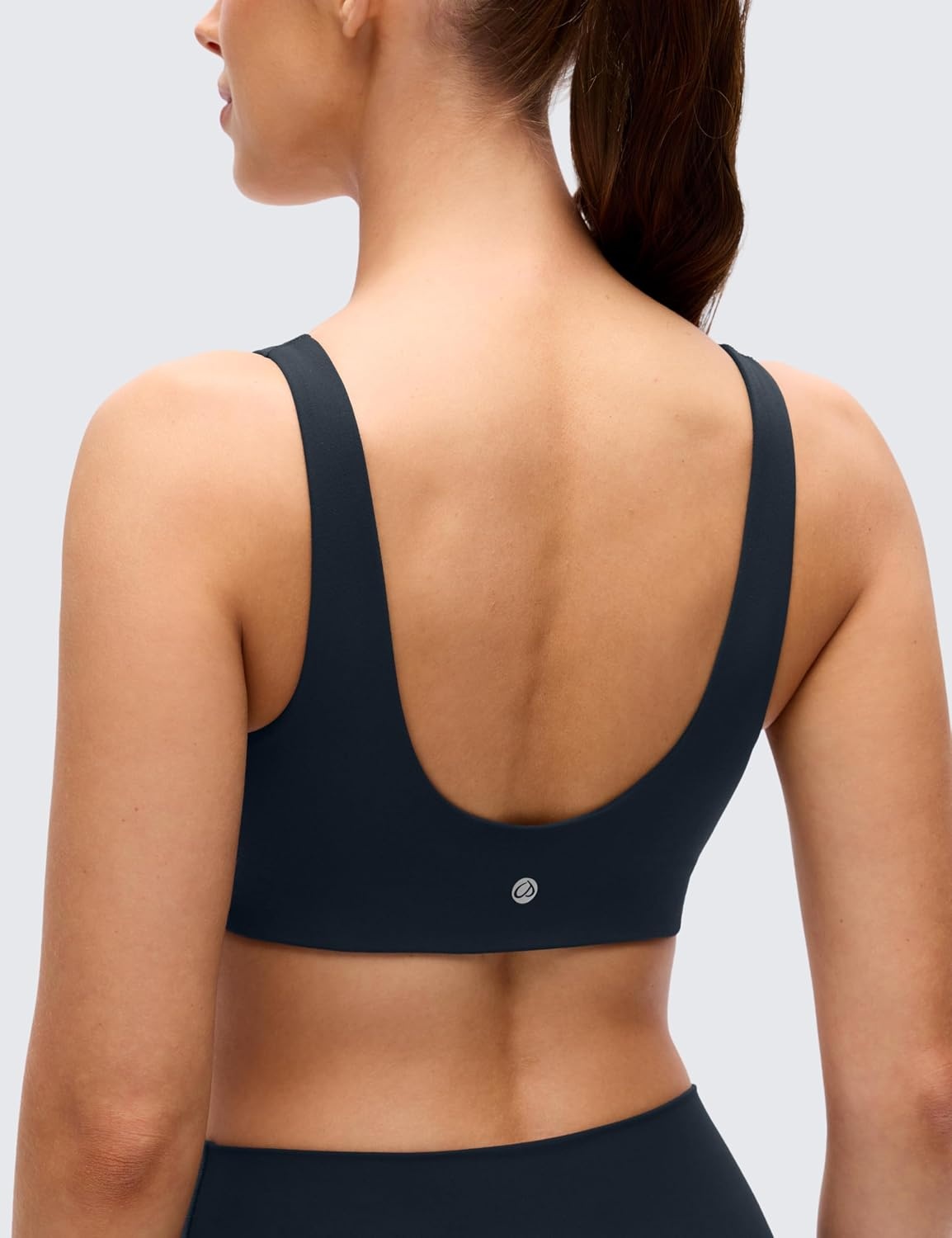 image:imageCRZ YOGA Butterluxe V Neck U Back Sports Bras for Women Low Cut Padded Wireless Basic Yoga TopTrue Navy