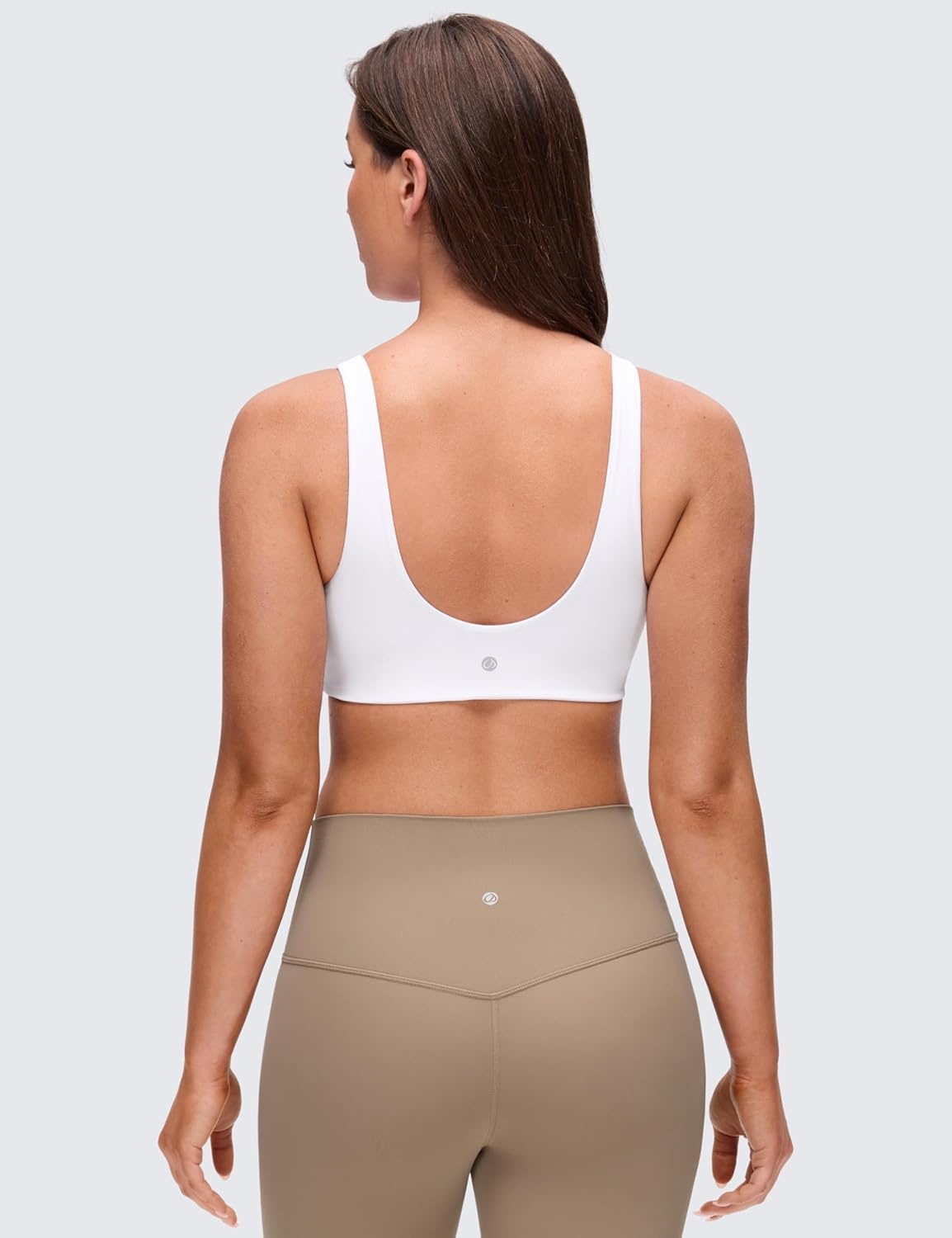 image:imageCRZ YOGA Butterluxe V Neck U Back Sports Bras for Women Low Cut Padded Wireless Basic Yoga TopWhite