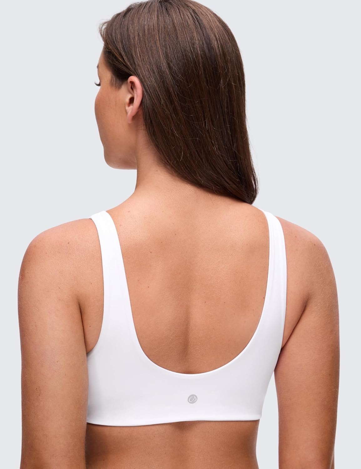 image:imageCRZ YOGA Butterluxe V Neck U Back Sports Bras for Women Low Cut Padded Wireless Basic Yoga TopWhite