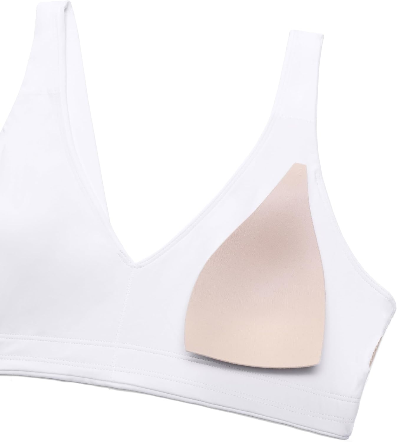 image:imageCRZ YOGA Butterluxe V Neck U Back Sports Bras for Women Low Cut Padded Wireless Basic Yoga TopWhite