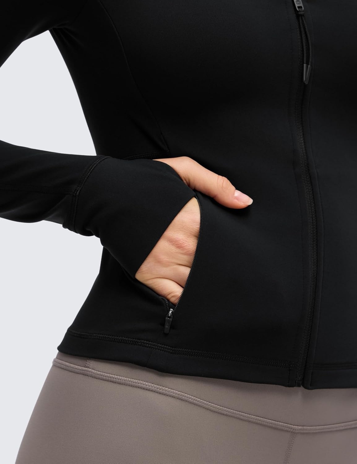 image:imageCRZ YOGA Butterluxe VNeck Jackets for Women Full Zip Athletic Track Tops with Thumb Holes PocketsBlack