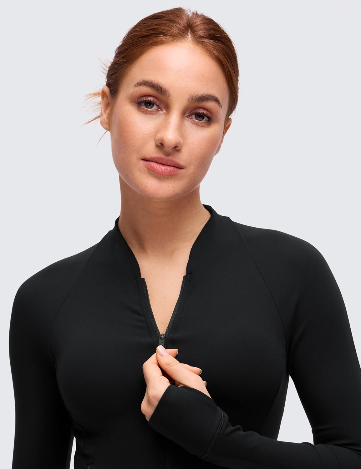 image:imageCRZ YOGA Butterluxe VNeck Jackets for Women Full Zip Athletic Track Tops with Thumb Holes PocketsBlack