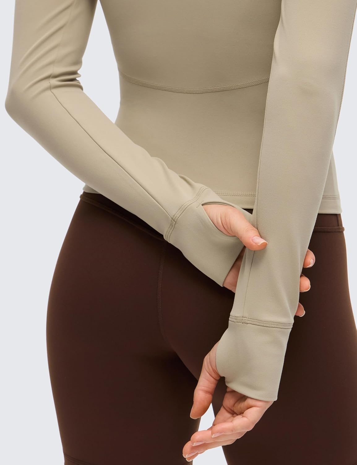 image:imageCRZ YOGA Butterluxe VNeck Jackets for Women Full Zip Athletic Track Tops with Thumb Holes PocketsOak