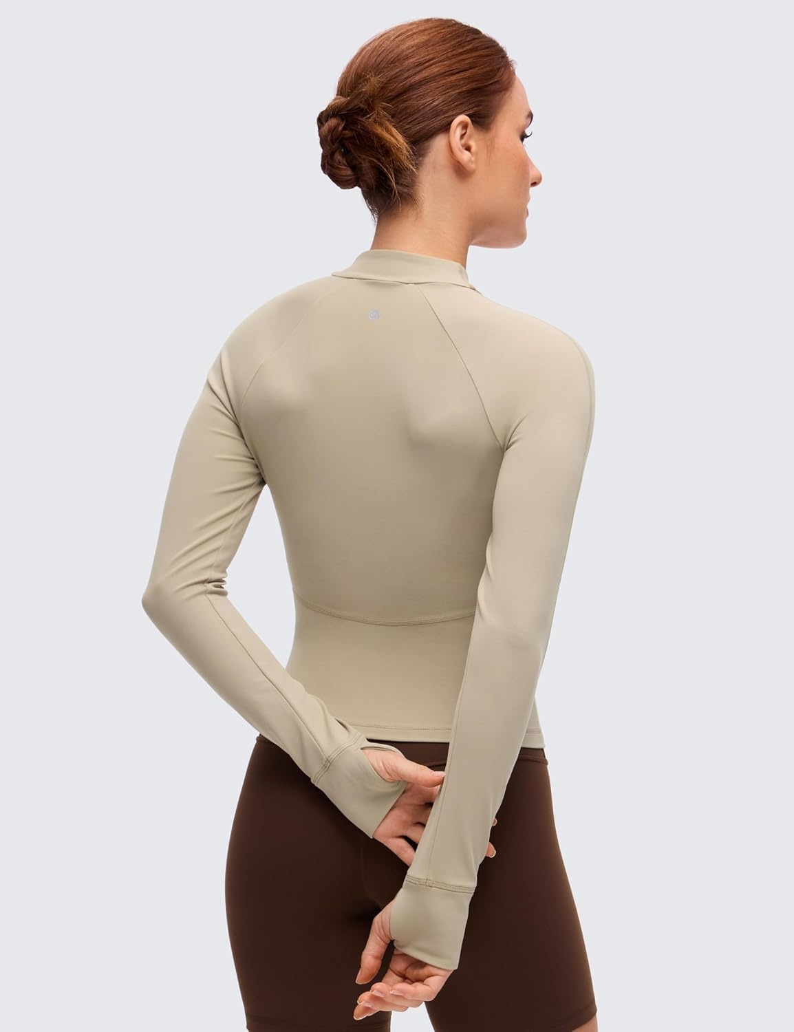 image:imageCRZ YOGA Butterluxe VNeck Jackets for Women Full Zip Athletic Track Tops with Thumb Holes PocketsOak