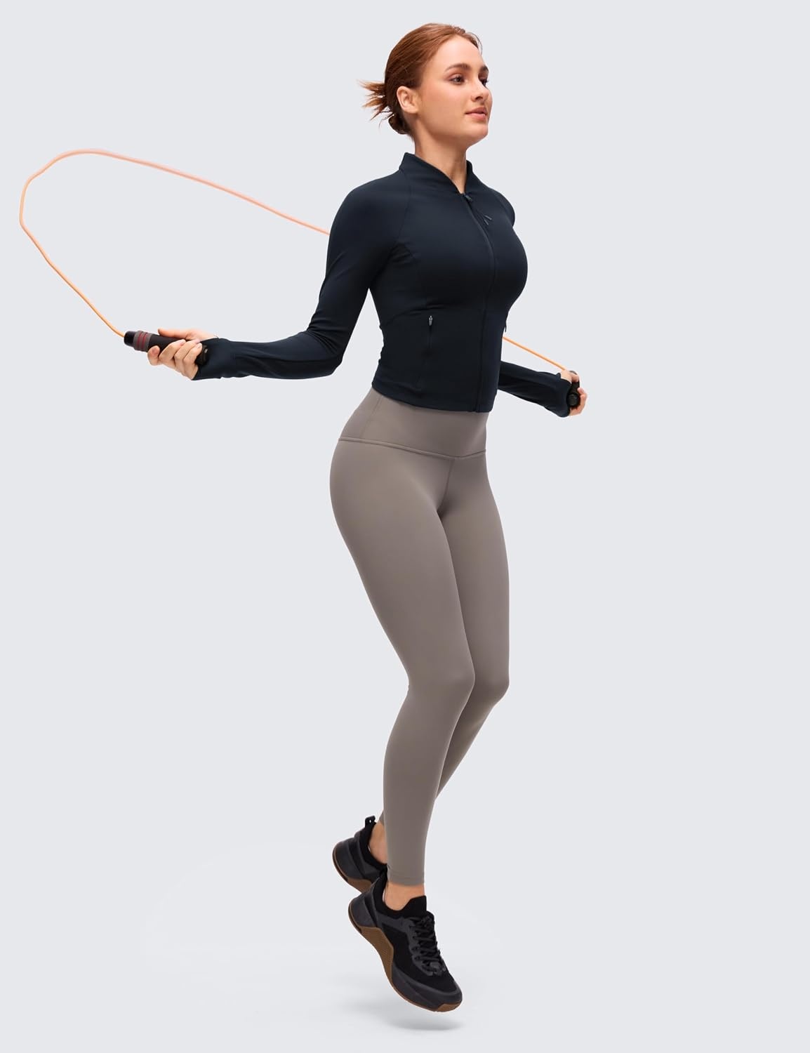 image:imageCRZ YOGA Butterluxe VNeck Jackets for Women Full Zip Athletic Track Tops with Thumb Holes PocketsTrue Navy